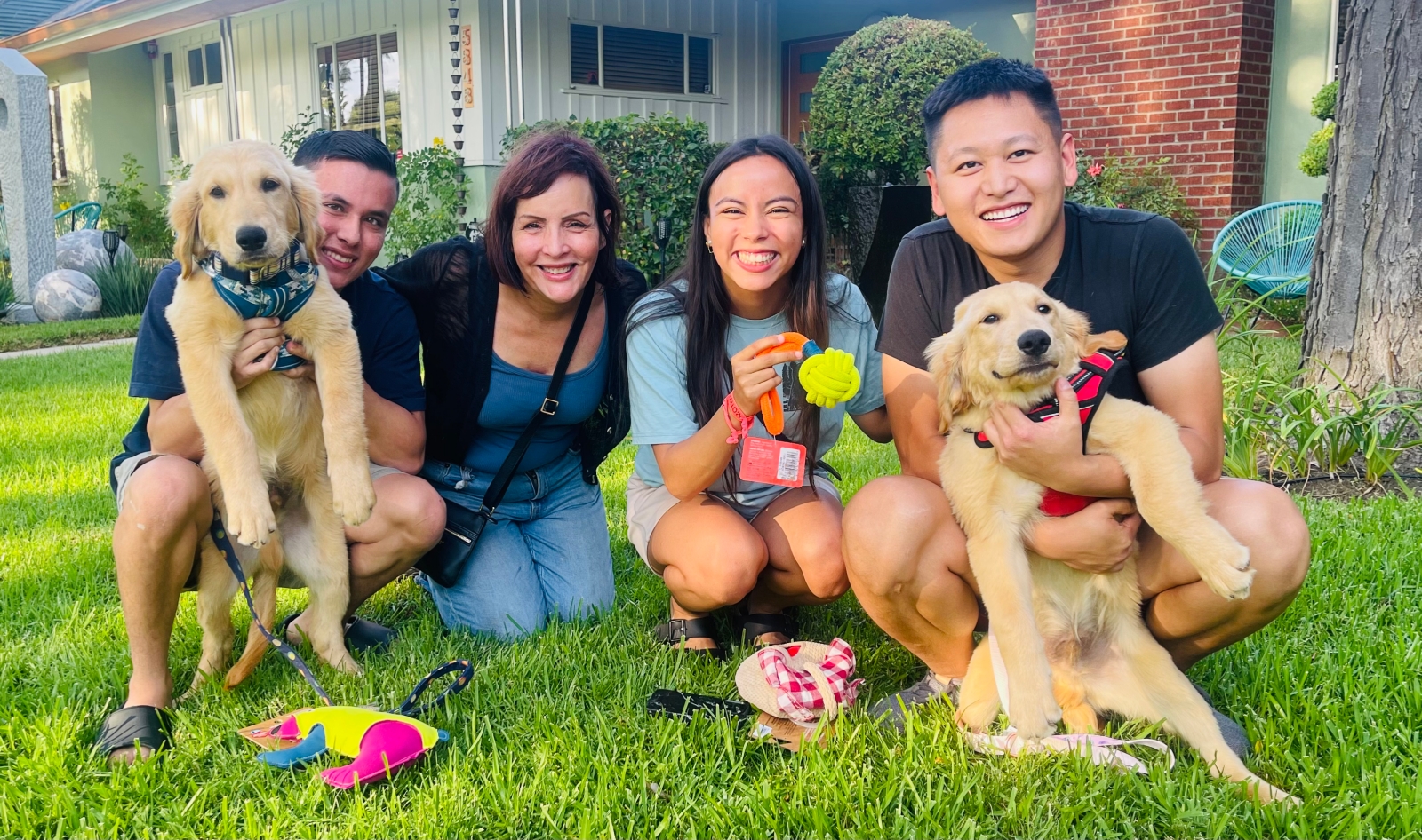 Adopted dog beginning life with a new family through Animal World Foundation